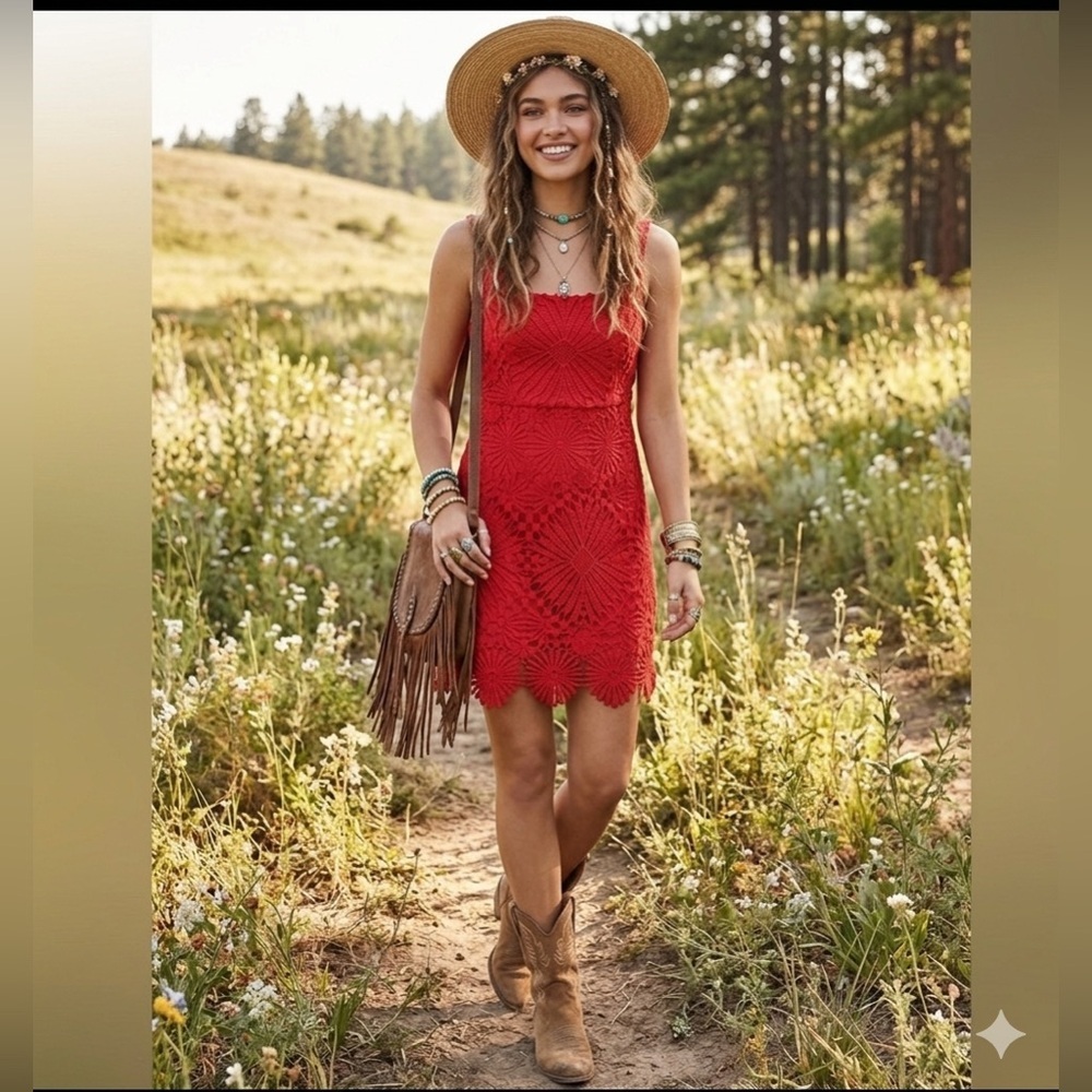 Lulus Heart Strings Red Lace Mini Dress NEW size S new with tags